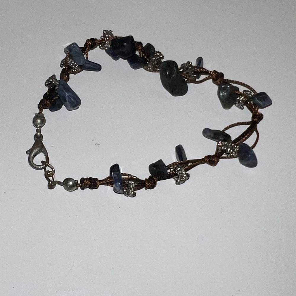 Blue and Silver Organic Stone Bracelet
